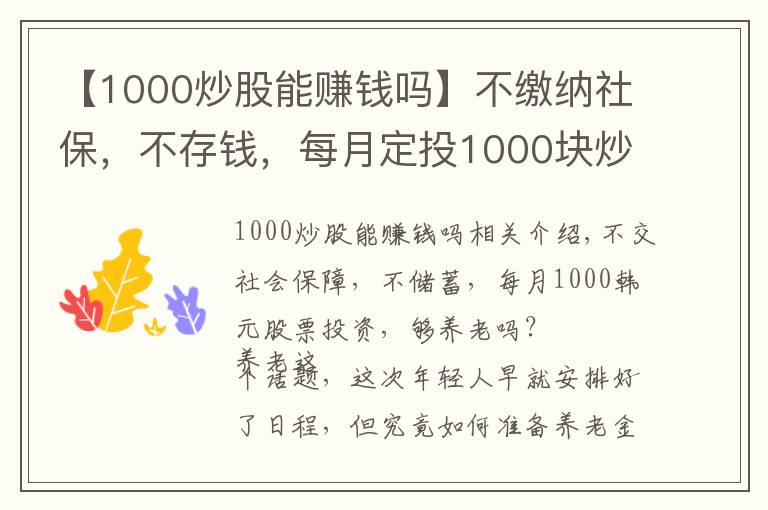 【1000炒股能賺錢嗎】不繳納社保，不存錢，每月定投1000塊炒股，夠養(yǎng)老嗎？