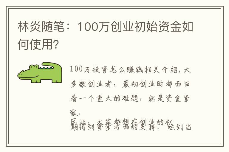 林炎隨筆：100萬創(chuàng)業(yè)初始資金如何使用？