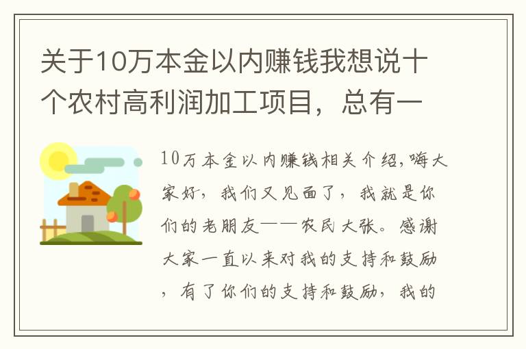 關于10萬本金以內(nèi)賺錢我想說十個農(nóng)村高利潤加工項目，總有一個適合你，想賺的快來學