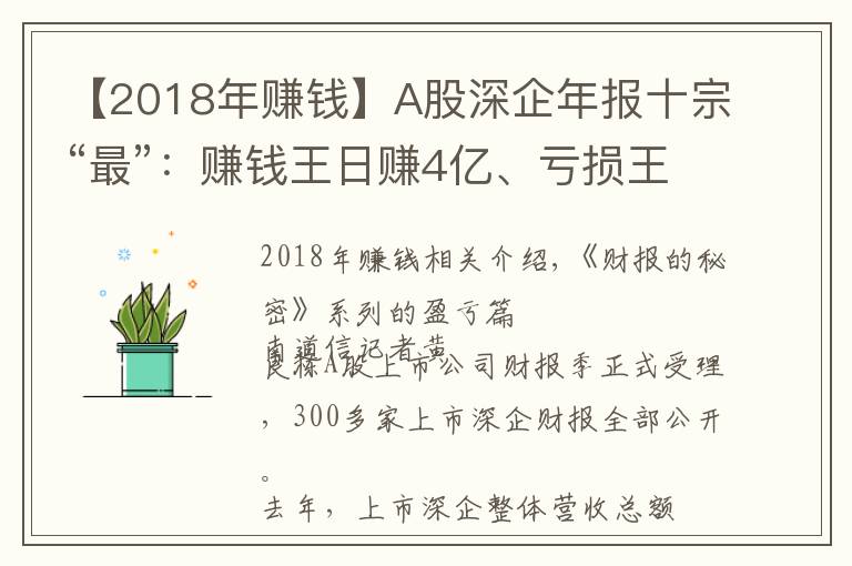 【2018年賺錢】A股深企年報(bào)十宗“最”：賺錢王日賺4億、虧損王業(yè)績(jī)變臉