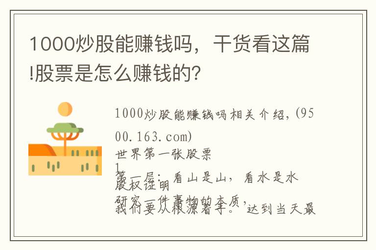 1000炒股能賺錢嗎，干貨看這篇!股票是怎么賺錢的？