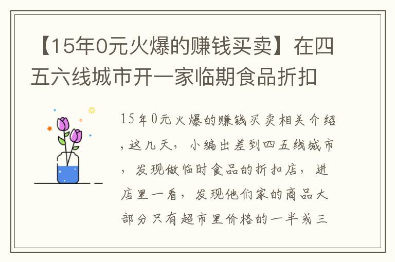 【15年0元火爆的賺錢買賣】在四五六線城市開一家臨期食品折扣店，一年最少能賺15萬？