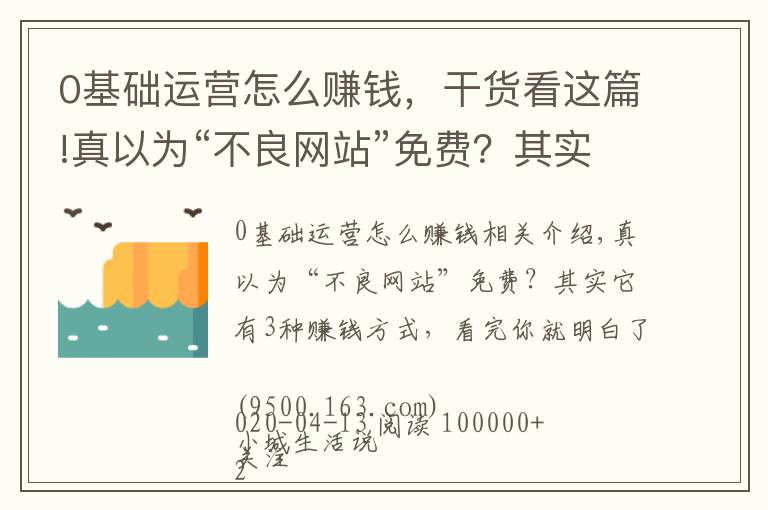 0基礎(chǔ)運(yùn)營怎么賺錢，干貨看這篇!真以為“不良網(wǎng)站”免費(fèi)？其實(shí)它有3種賺錢方式，看完你就明白了