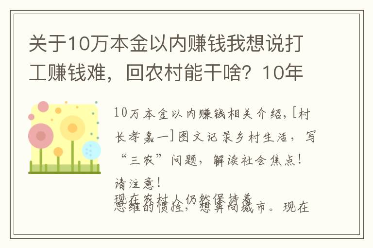 關(guān)于10萬本金以內(nèi)賺錢我想說打工賺錢難，回農(nóng)村能干啥？10年內(nèi)4大行業(yè)吃香，農(nóng)民抓住機會