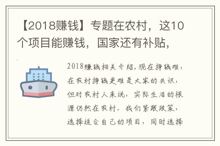 【2018賺錢】專題在農(nóng)村，這10個(gè)項(xiàng)目能賺錢，國(guó)家還有補(bǔ)貼，看看你適合哪些？