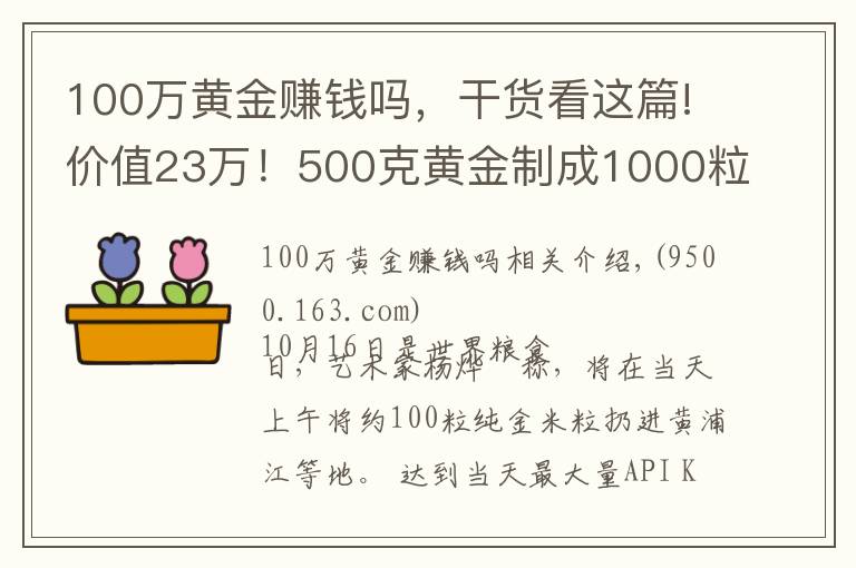 100萬黃金賺錢嗎，干貨看這篇!價值23萬！500克黃金制成1000粒大米扔進黃浦江？網(wǎng)友炸鍋了