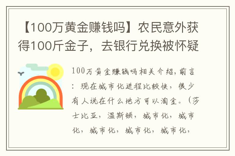 【100萬黃金賺錢嗎】農民意外獲得100斤金子，去銀行兌換被懷疑，專家：應上繳國家