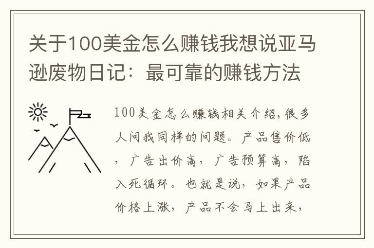 關(guān)于100美金怎么賺錢我想說亞馬遜廢物日記：最可靠的賺錢方法