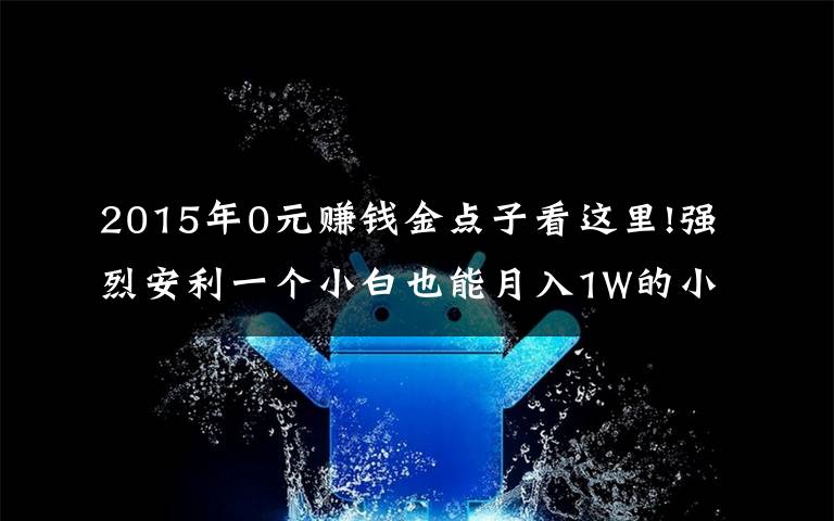 2015年0元賺錢金點(diǎn)子看這里!強(qiáng)烈安利一個(gè)小白也能月入1W的小眾副業(yè)