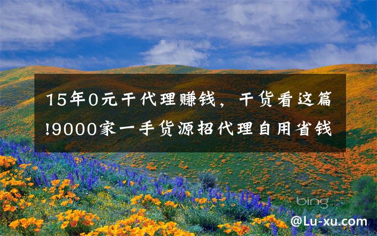 15年0元干代理賺錢，干貨看這篇!9000家一手貨源招代理自用省錢分享賺錢一件代發(fā)無需囤貨