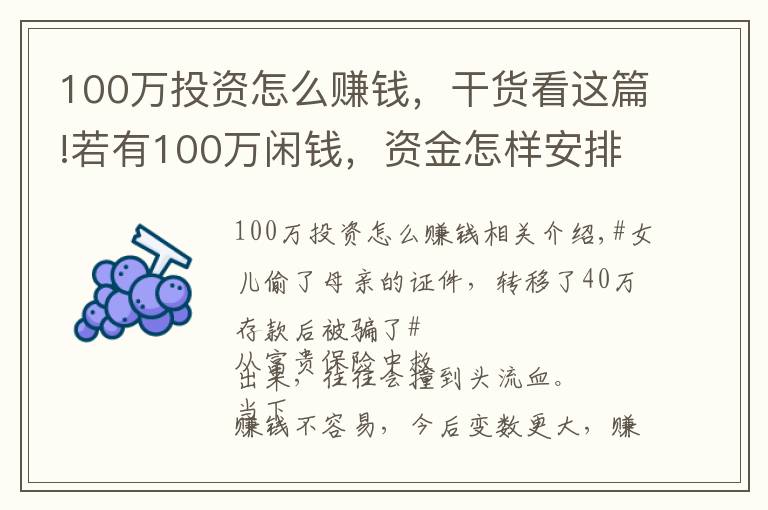 100萬投資怎么賺錢，干貨看這篇!若有100萬閑錢，資金怎樣安排才會萬無一失