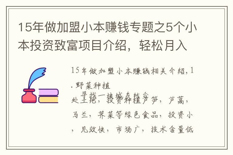 15年做加盟小本賺錢專題之5個小本投資致富項目介紹，輕松月入萬元不是夢