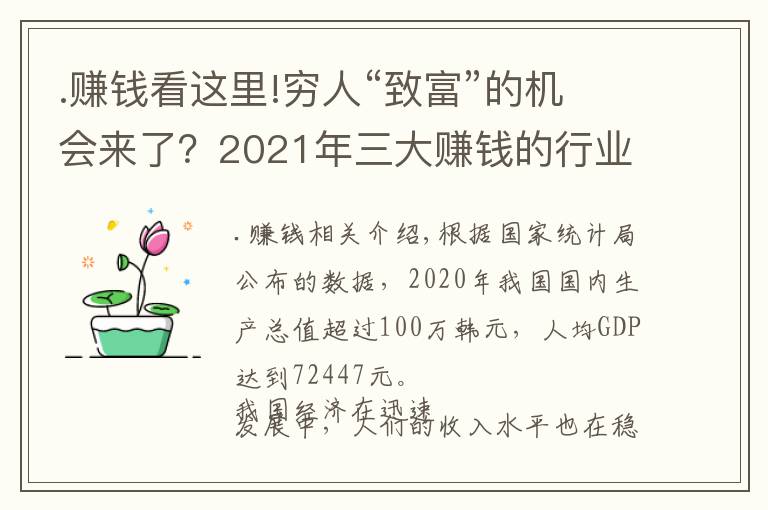 .賺錢看這里!窮人“致富”的機(jī)會(huì)來了？2021年三大賺錢的行業(yè)