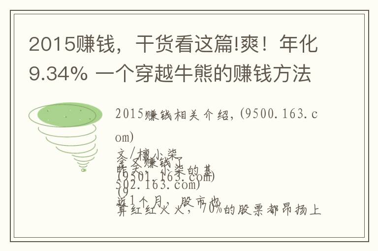 2015賺錢，干貨看這篇!爽！年化9.34% 一個(gè)穿越牛熊的賺錢方法 | 檀策略