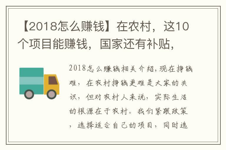 【2018怎么賺錢】在農(nóng)村，這10個(gè)項(xiàng)目能賺錢，國(guó)家還有補(bǔ)貼，看看你適合哪些？