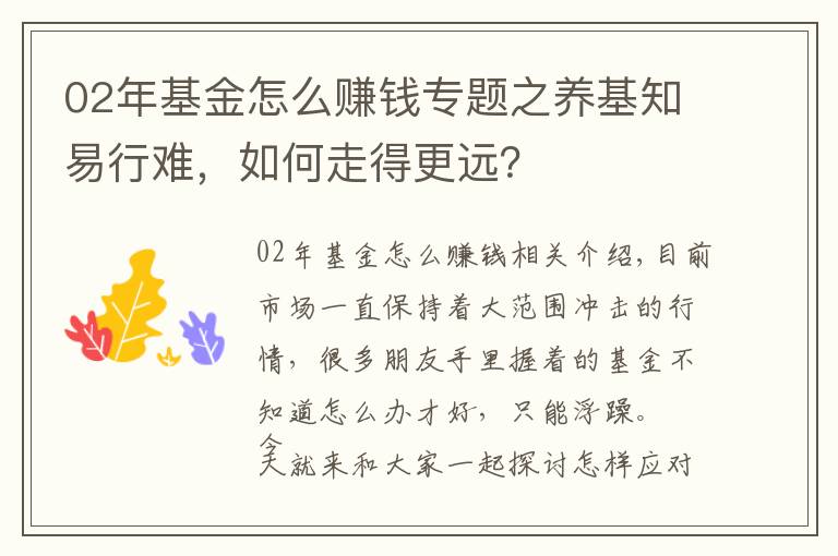 02年基金怎么賺錢專題之養(yǎng)基知易行難，如何走得更遠？