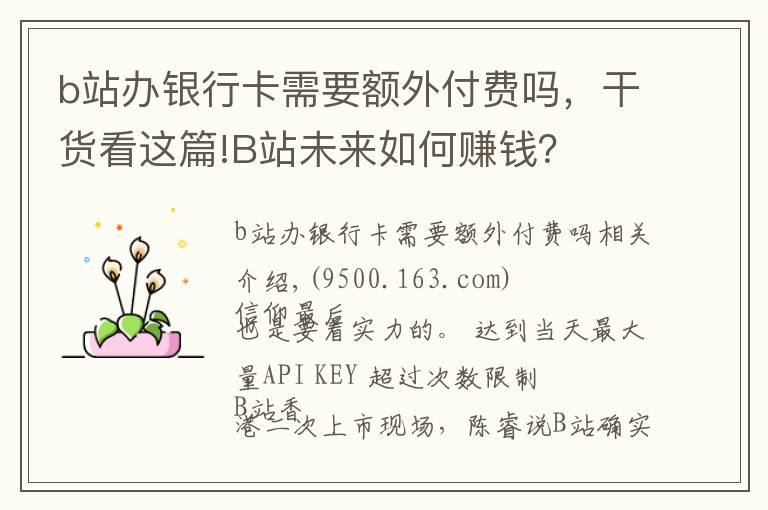 b站辦銀行卡需要額外付費(fèi)嗎，干貨看這篇!B站未來(lái)如何賺錢？