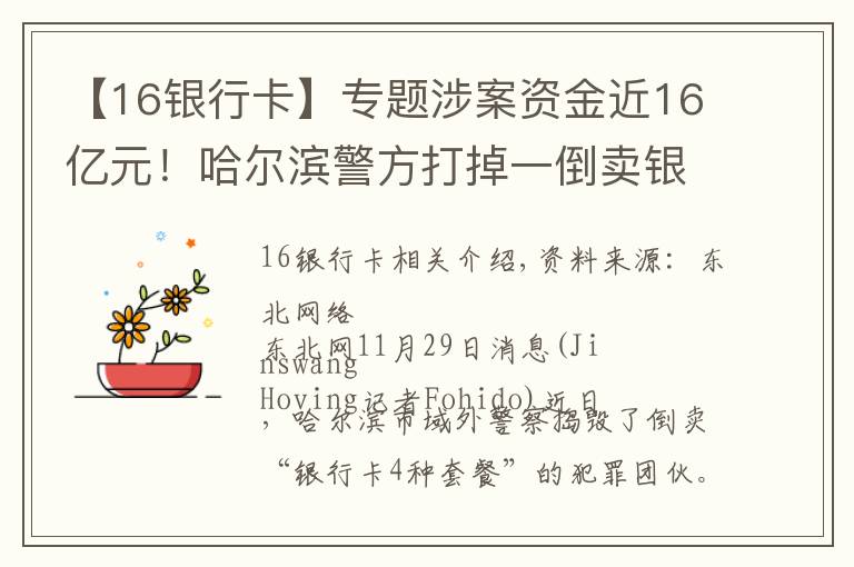 【16銀行卡】專題涉案資金近16億元！哈爾濱警方打掉一倒賣銀行卡犯罪團(tuán)伙