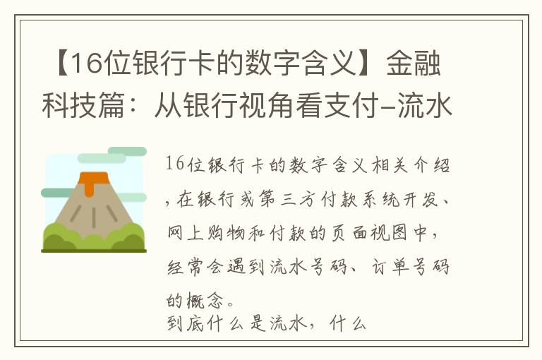 【16位銀行卡的數(shù)字含義】金融科技篇：從銀行視角看支付-流水號與訂單號的本質(zhì)是什么？