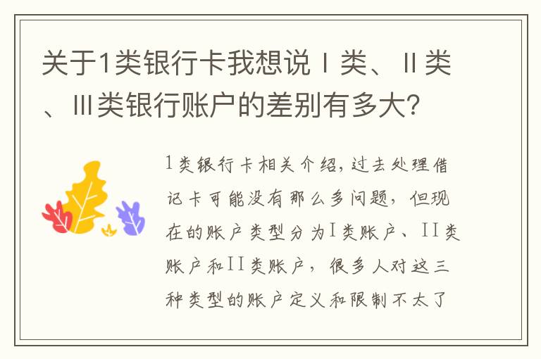 關(guān)于1類銀行卡我想說(shuō)Ⅰ類、Ⅱ類、Ⅲ類銀行賬戶的差別有多大？這類賬戶日限2000元