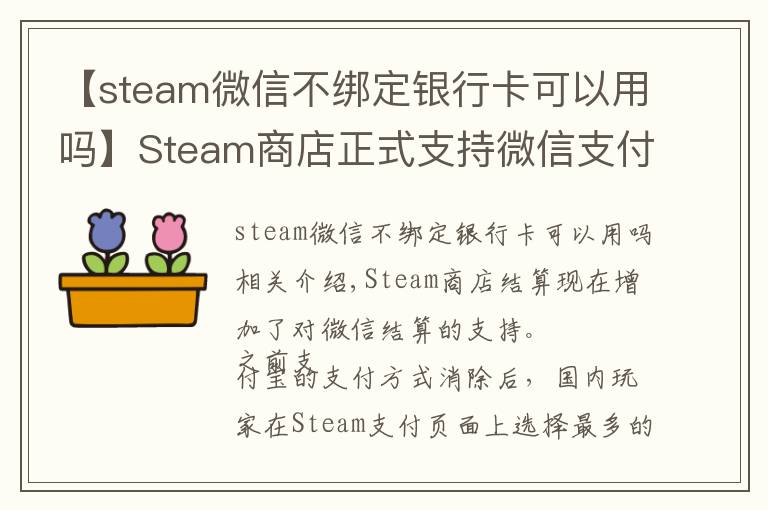 【steam微信不綁定銀行卡可以用嗎】Steam商店正式支持微信支付 這下剁手更方便了