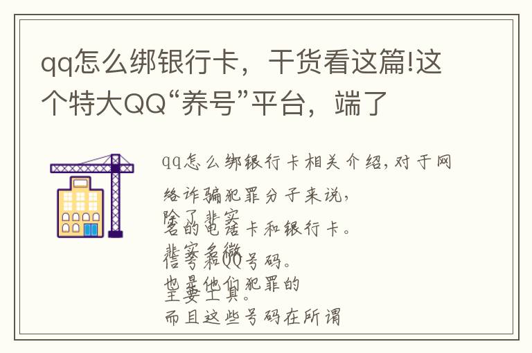 qq怎么綁銀行卡，干貨看這篇!這個(gè)特大QQ“養(yǎng)號(hào)”平臺(tái)，端了