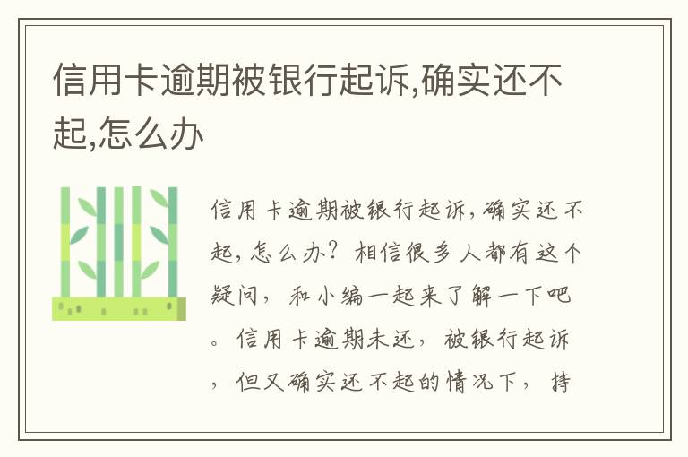 信用卡逾期被銀行起訴,確實還不起,怎么辦