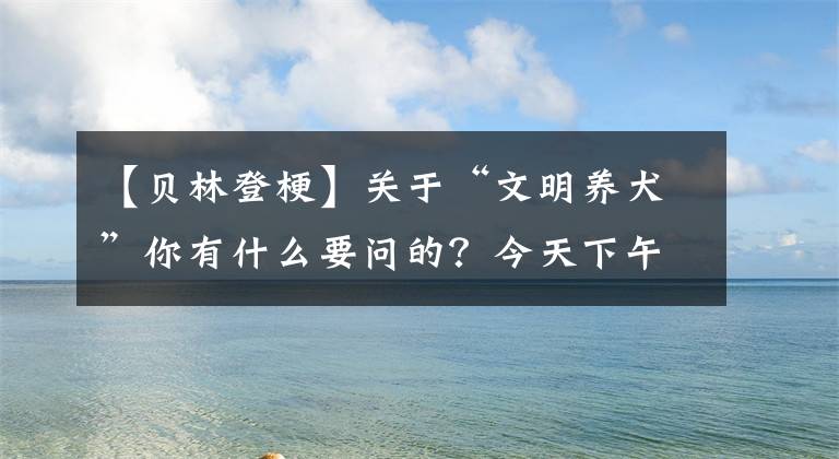 【貝林登?！筷P(guān)于“文明養(yǎng)犬”你有什么要問的？今天下午2:00-4:00，快抱App在線解答！