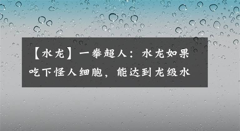 【水龍】一拳超人：水龍如果吃下怪人細胞，能達到龍級水平，能打敗豪杰嗎