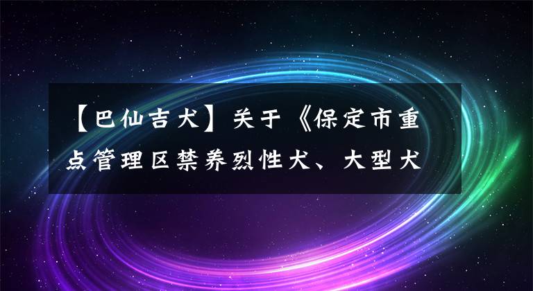 【巴仙吉犬】關(guān)于《保定市重點(diǎn)管理區(qū)禁養(yǎng)烈性犬、大型犬品種名錄》的公告