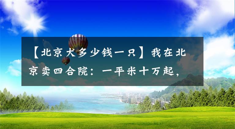 【北京犬多少錢一只】我在北京賣四合院：一平米十萬起，可交易的或不到200套