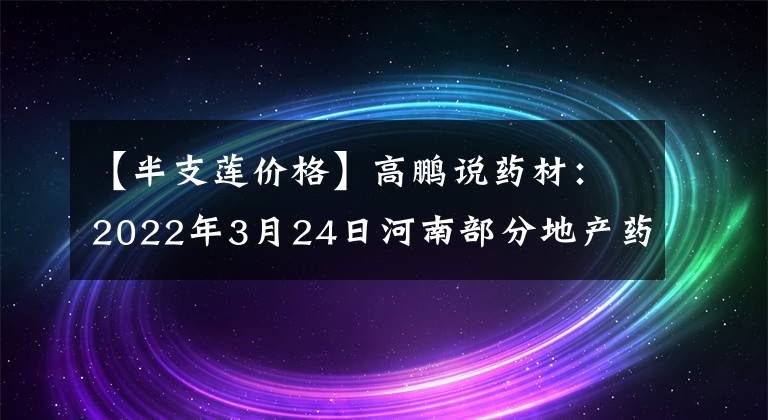 【半支蓮價(jià)格】高鵬說藥材：2022年3月24日河南部分地產(chǎn)藥材收購價(jià)格行情