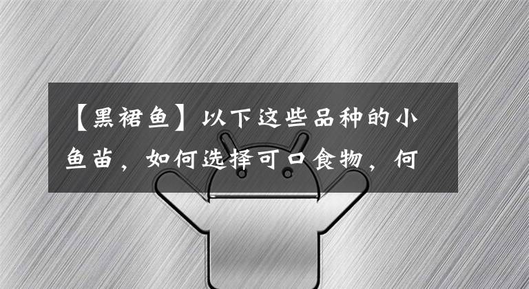 【黑裙魚】以下這些品種的小魚苗，如何選擇可口食物，何時開始更換食物？