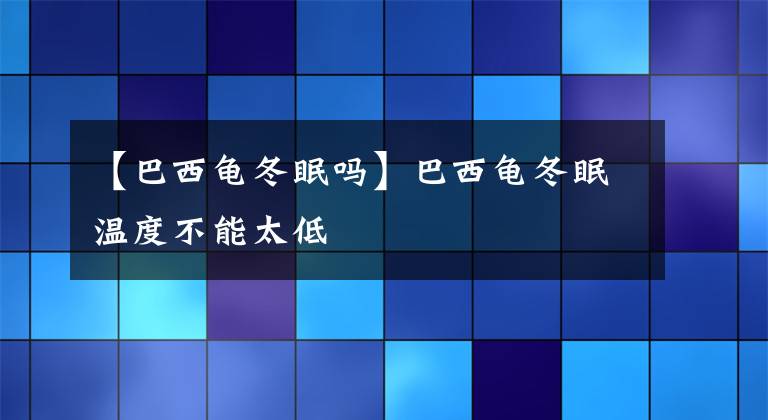 【巴西龜冬眠嗎】巴西龜冬眠溫度不能太低