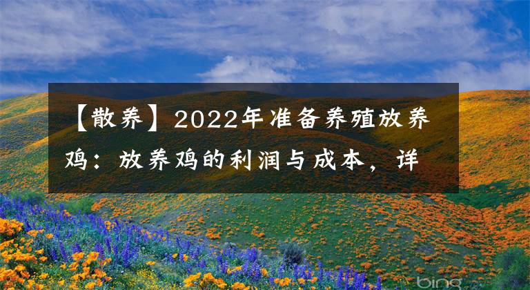 【散養(yǎng)】2022年準備養(yǎng)殖放養(yǎng)雞：放養(yǎng)雞的利潤與成本，詳細核算分析