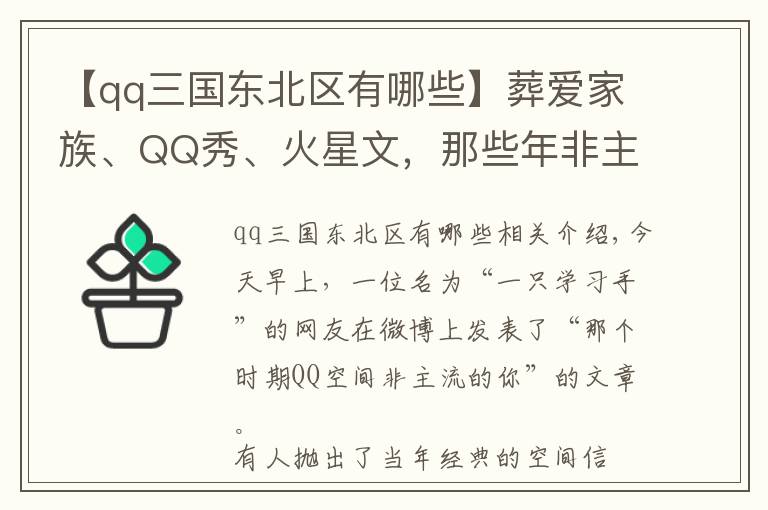 【qq三國(guó)東北區(qū)有哪些】葬愛家族、QQ秀、火星文，那些年非主流的你，還記得這些嗎？