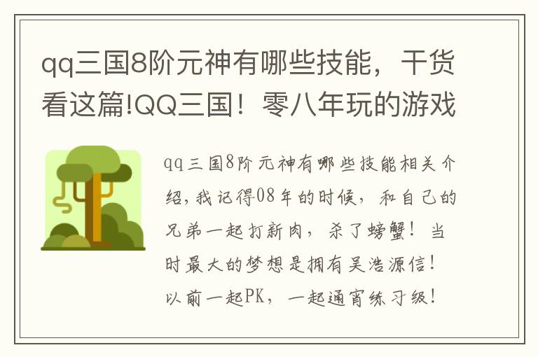 qq三國8階元神有哪些技能，干貨看這篇!QQ三國！零八年玩的游戲，曾經(jīng)的青春，現(xiàn)在回歸玩一下