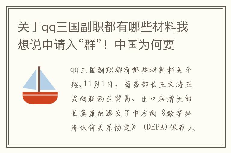 關(guān)于qq三國(guó)副職都有哪些材料我想說(shuō)申請(qǐng)入“群”！中國(guó)為何要加入DEPA？