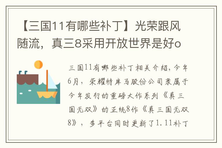 【三國(guó)11有哪些補(bǔ)丁】光榮跟風(fēng)隨流，真三8采用開(kāi)放世界是好or壞？