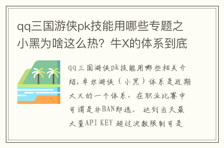 qq三國游俠pk技能用哪些專題之小黑為啥這么熱？牛X的體系到底應該怎么用？