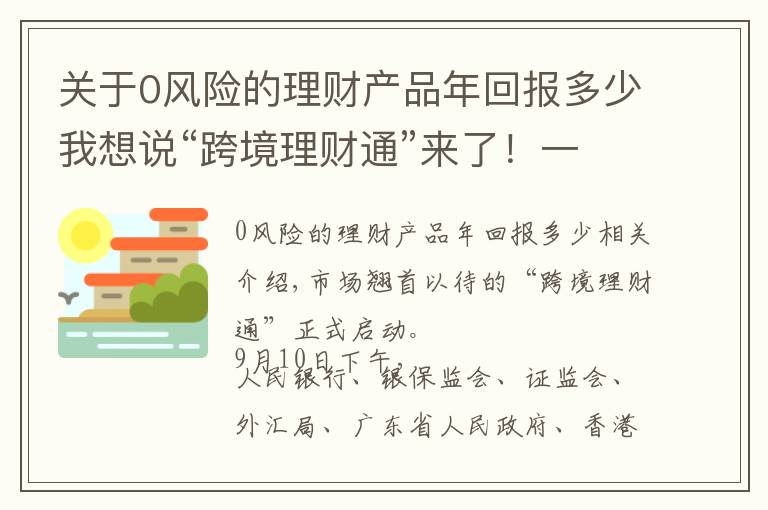 關(guān)于0風(fēng)險的理財產(chǎn)品年回報多少我想說“跨境理財通”來了！一文速覽：哪些人可以買？可以買什么？能買多少？