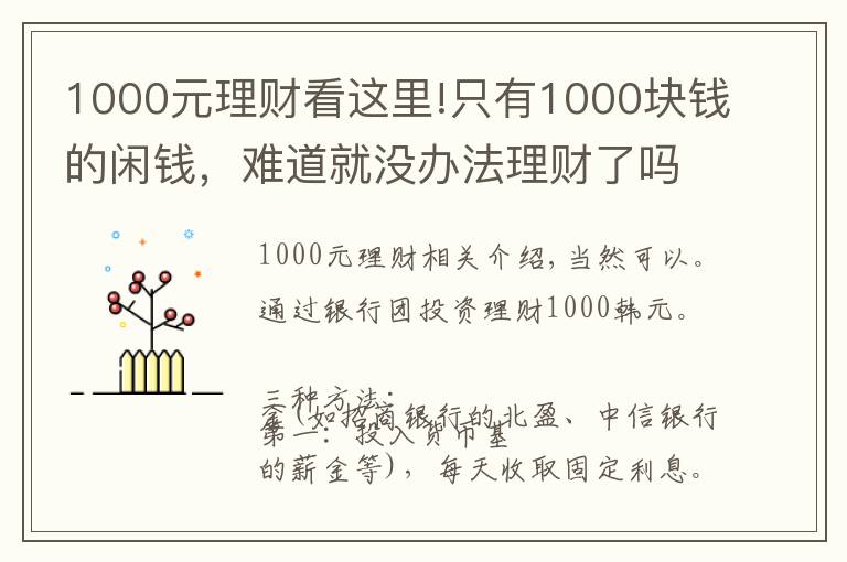 1000元理財(cái)看這里!只有1000塊錢的閑錢，難道就沒辦法理財(cái)了嗎？