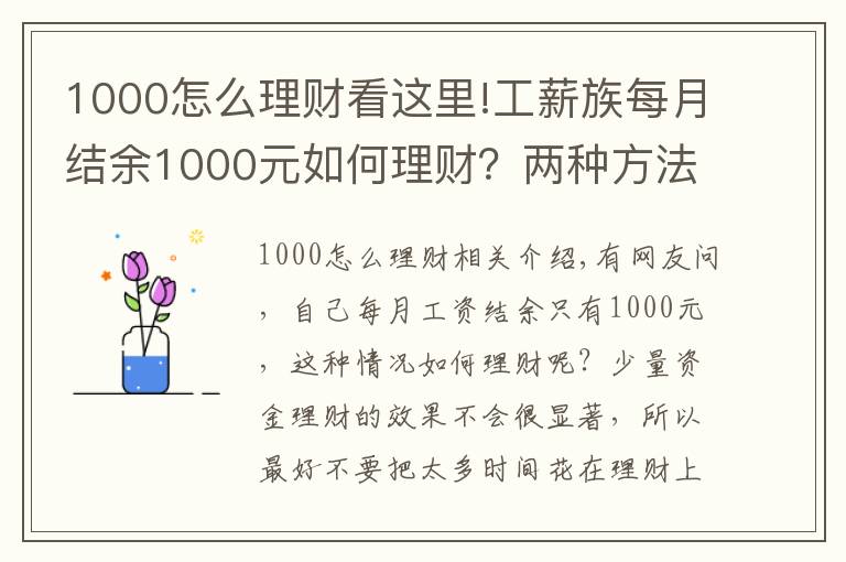 1000怎么理財看這里!工薪族每月結(jié)余1000元如何理財？兩種方法隨便選