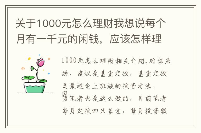 關(guān)于1000元怎么理財(cái)我想說每個月有一千元的閑錢，應(yīng)該怎樣理財(cái)比較合適？