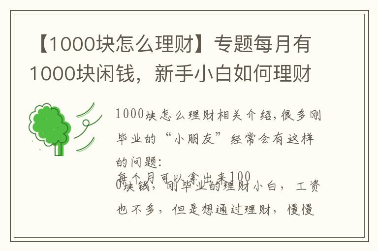 【1000塊怎么理財】專題每月有1000塊閑錢，新手小白如何理財？