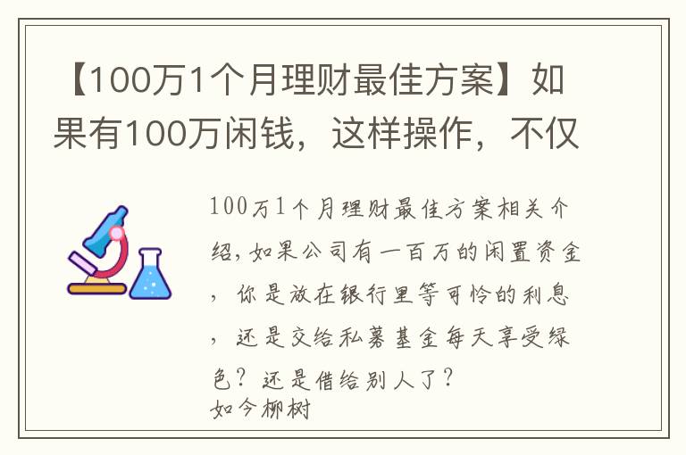 【100萬1個(gè)月理財(cái)最佳方案】如果有100萬閑錢，這樣操作，不僅穩(wěn)賺收益還高