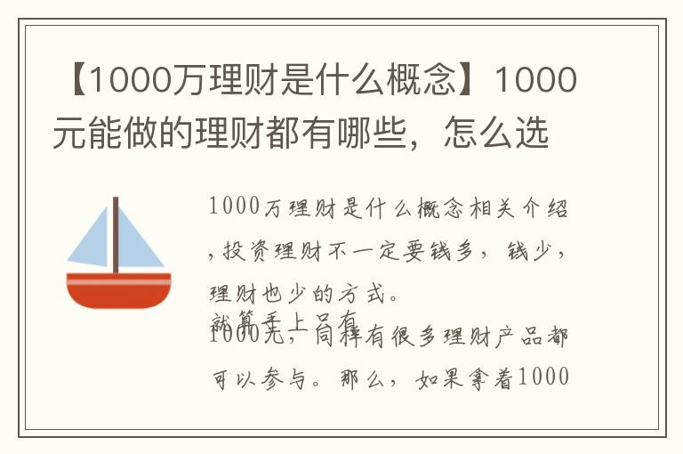 【1000萬(wàn)理財(cái)是什么概念】1000元能做的理財(cái)都有哪些，怎么選比較好？