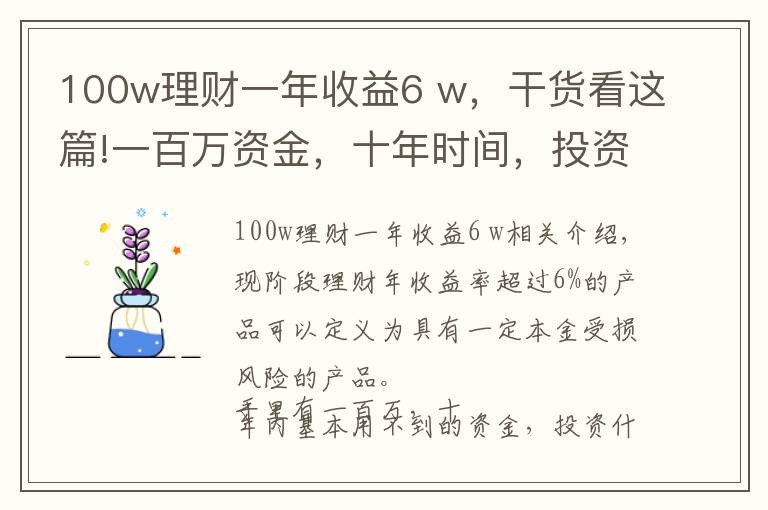 100w理財(cái)一年收益6 w，干貨看這篇!一百萬(wàn)資金，十年時(shí)間，投資什么可以把收益接近年百分之十？