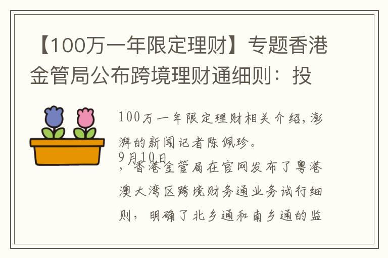 【100萬一年限定理財(cái)】專題香港金管局公布跨境理財(cái)通細(xì)則：投資者個(gè)人額度為100萬元