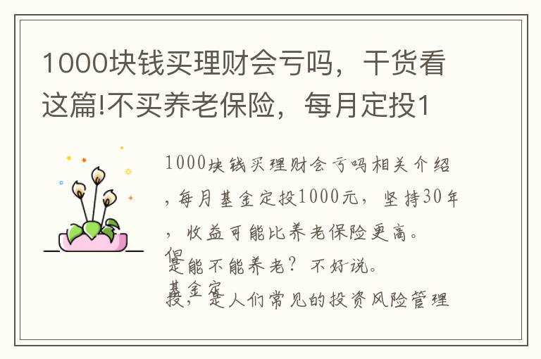 1000塊錢(qián)買(mǎi)理財(cái)會(huì)虧嗎，干貨看這篇!不買(mǎi)養(yǎng)老保險(xiǎn)，每月定投1000元基金，堅(jiān)持30年能養(yǎng)老嗎？